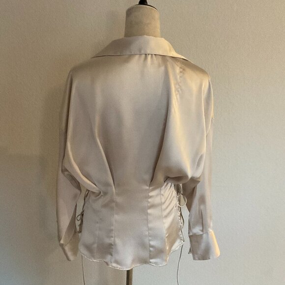 Zara Top Long sleeve Silk Shirt - Picture 3 of 5